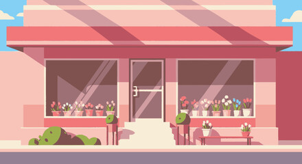 Obraz premium Colorful flower shop storefront exterior.