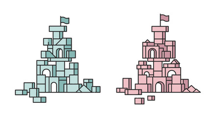 Colorful block castles with flags. © Erico