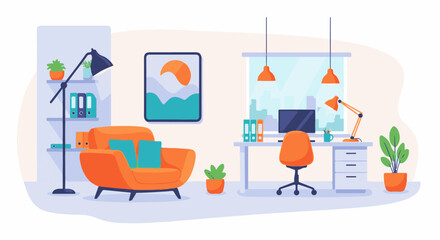 Fototapeta premium Cozy Home Office and Reading Nook Design.