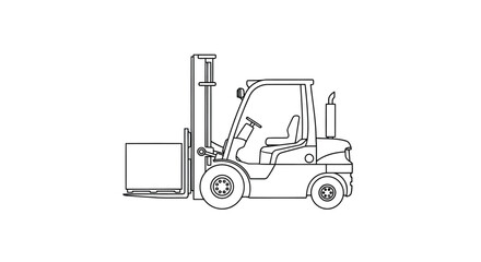 Naklejka premium A heavy yellow forklift truck loader and industrial lift vehicle isolated on a white background for warehouse cargo transportation and construction industry machinery illustration