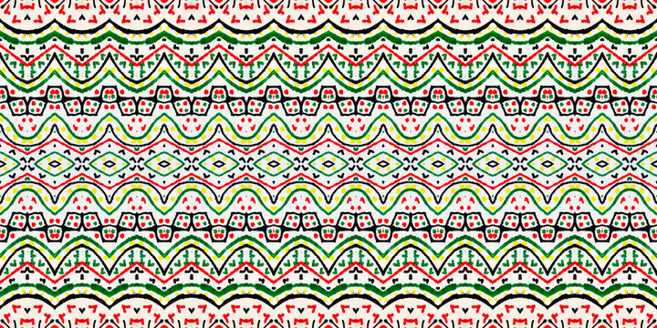 Water Color Geometric Pattern. Multi Colour Geometric Texture. Ethnic Geometric Brush. Seamless Geo Wave. Abstract Stripe Boho Brush. Multi Color Bohemian Batik. Seamless Watercolour Carpet Pattern