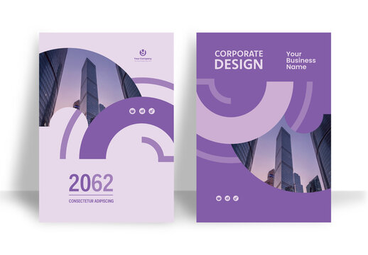 Business Report Cover Template &ndash;  Violet Geometric Layout (A4)	
