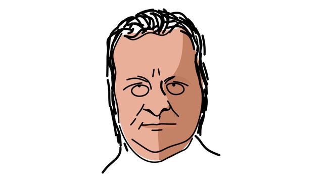 Camillo Benso portrait, flat vector illustration