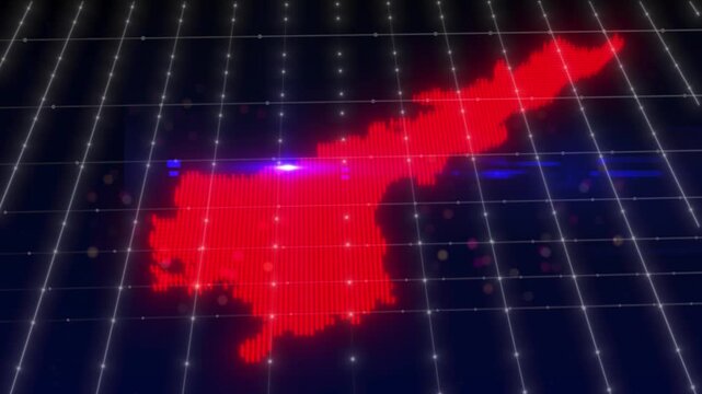 Andhra Pradesh AP Digital Network Cyber Technology Futuristic AI Map Concept Visualization Glow Effect Map	
