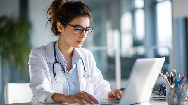 Female Doctor Managing Medical Coding And Billing
