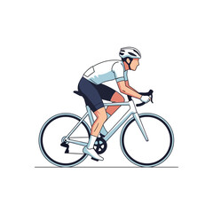 Fototapeta premium Cyclist Riding Bicycle on White Background, Sports Illustration