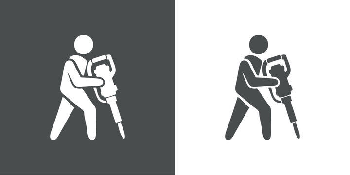 Logotipo con dibujo con silueta de trabajador de la construcci&oacute;n que muestra el funcionamiento de un martillo neum&aacute;tico