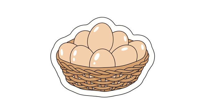 Brown Eggs in a Woven Basket.