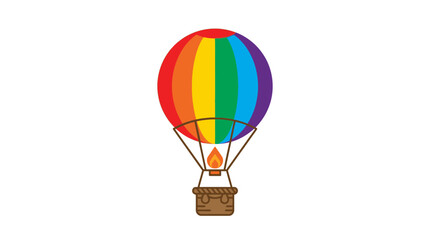 Fototapeta premium Colorful LGBTQ+ Pride Rainbow Hot Air Balloon Vector Illustration Isolated on White Background for Diversity and Inclusion Projects