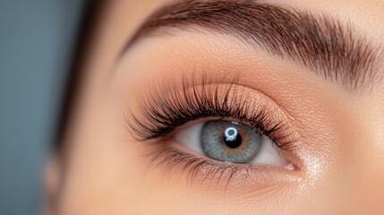 Fototapeta premium Beauty service with a lash technician applying extensions for a fuller and more dramatic look.