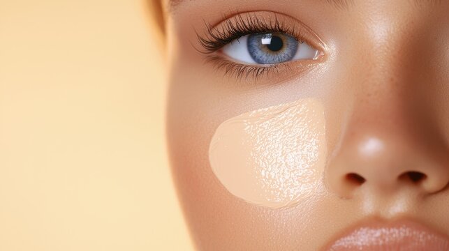 Beauty consultant applying a flawless foundation match for a customer in a professional setting.