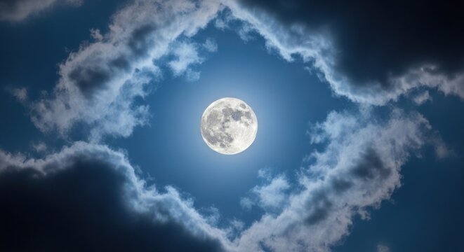 Mystical Moonlit Night A Celestial Dance of Clouds and Light.