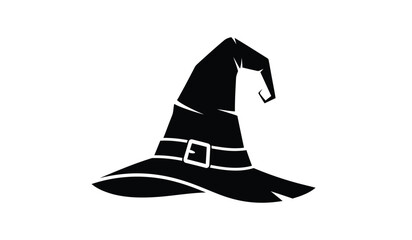 Fototapeta premium A striking black silhouette depicts a classic witch s hat with a pointed crown and wide gently curved brim suggesting magic high quality professional