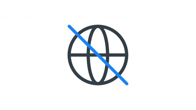 Animated no internet icon representing network disconnection, offline status, and connectivity issues. Ideal for apps, system alerts, error states, and digital interface feedback.