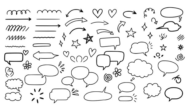 Scribble doodle underline and decoration vector set