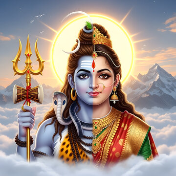 Ardhanarishvara: The Divine Union of Lord Shiva and Goddess Parvati - Sacred Hinduism Mythology Art