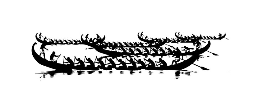 Traditional Polynesian Voyaging Canoe Illustration