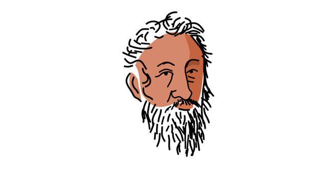 Gerolamo Cardano portrait, flat vector illustration
