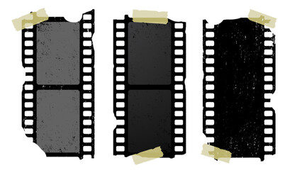 Obraz premium Grunge Punk Film Strip Template Distressed Photo Frame Set Vintage Analog Film Overlay Rough Texture Scrapbook Design Isolated Editable High Resolution