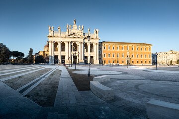 Naklejka premium Basilica di San Giovanni in Laterano major christian cathedral on sunny day, Rome, Italy