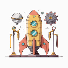 Colorful cartoon rocket ship vehicle. © Bagaskara