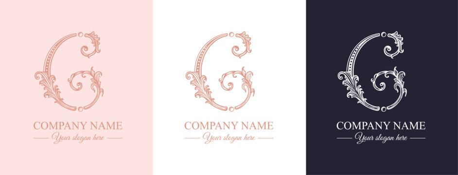 Logo monogram letter C in refined ornamental style. Clean elegant logotype for personal brand, business and corporate identity.