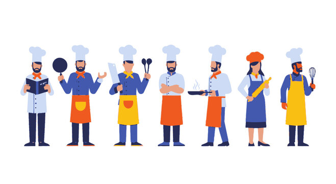 Diverse Chefs Team Posing With Culinary Tools and Ingredients