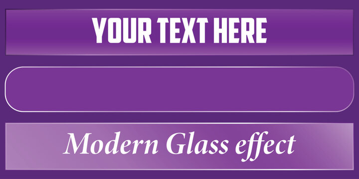 Modern glass effect light box design purple gradient text frames elements