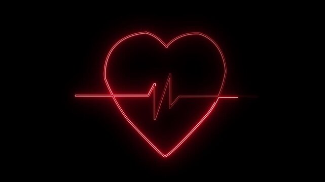 Animation icon of a broken red heart 4k on transparent background. Broken heart animation. Concept of unrequited love broken heart neon sign animation. love border in hart .on the black background.