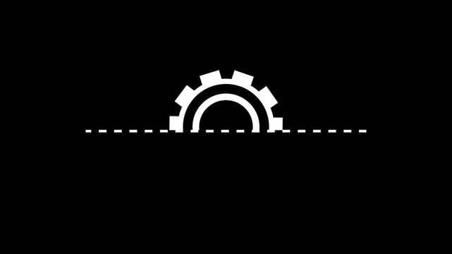 system loading bar icon animation on black background. white color setting and system icon animated. Abstract system loading and processing bar icon animation.