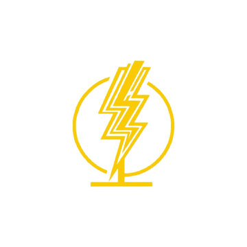 Yellow lightning bolt icon symbol.