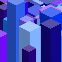 Obraz premium cityscape of many blue and purple 3D skyscrapers