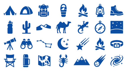 Outdoor adventure and camping icons collection for travel and exploration themes © Iconique Studio