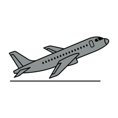 Airplane taking off in the air gray illustration transportation concept © Digi_craft