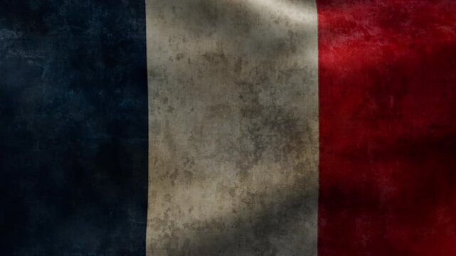 The textured flag of France waving gently in the wind