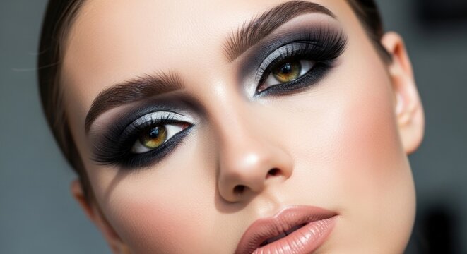 Dramatic Smokey Eye Makeup Look with Bold Brows and Glowing Skin.