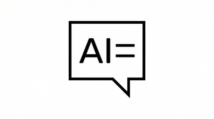 Obraz premium Vector illustration of speech bubble with “AI=” text in minimalist line style.