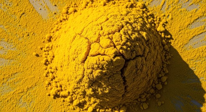 Vibrant Yellow Powder Pile A CloseUp of Texture and Color.