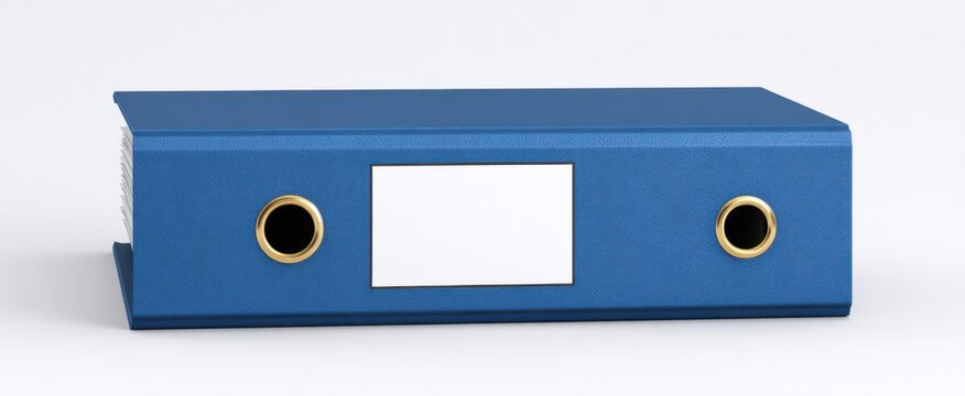 A solitary blue binder brimming with employee records for personnel administration like a treasure chest of info