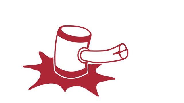 Animation of auction hammer line icon. Bid offer sign. Lot was sold symbol. 