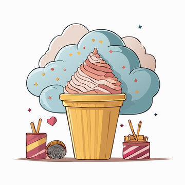 Colorful Ice Cream in a Cone.