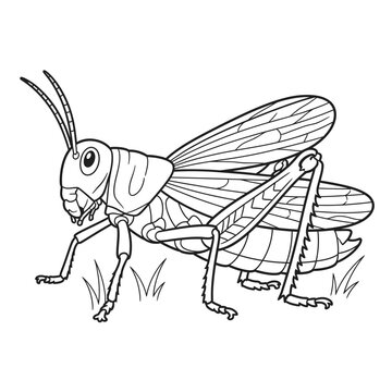 A grasshopper standing on grass