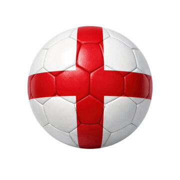 3D soccer ball with red cross, England flag football sphere illustration, sporty icon for tournament branding and design isolated on Transparent Background