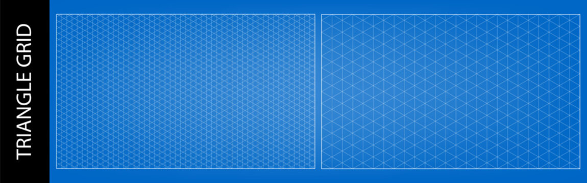 Triangular grid angular bg, blue empty architectural graphic. Isometric pattern paper, drawing template cells. Abstract cube and rhombus shape mesh, blank blueprint layout, geometric plan line lattice