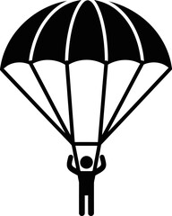 Silhouette of a skydiver with an open parachute descending with extreme sport © Deep