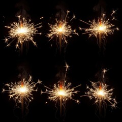 Obraz premium Bright Sparklers Illuminate the Darkness with Golden Light and Festive Glow.