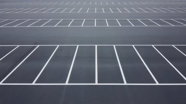 Empty parking lot with white lines &ndash; Ideal for unused potential, minimalism, or urban emptiness concepts.