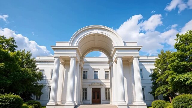 White neoclassical building with columns