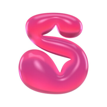 Glossy pink 3D gummy number 5 bubble numeral