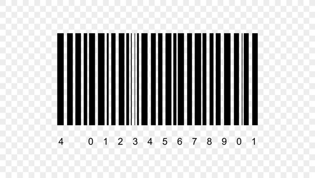 Black barcode symbol isolated on transparent background universal scan code element